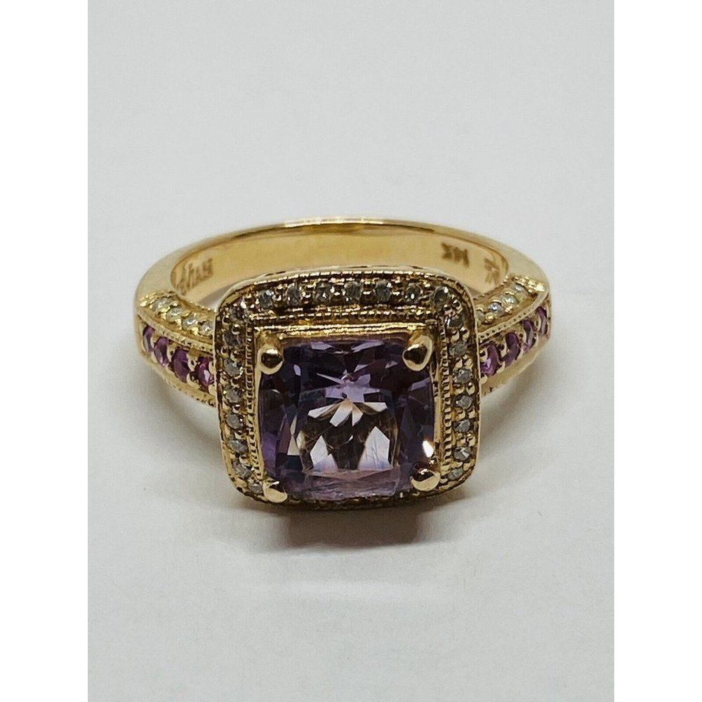 Le Vian 14K Rose Gold Amethyst Pink Sapphire Diamond Halo Cocktail Ring